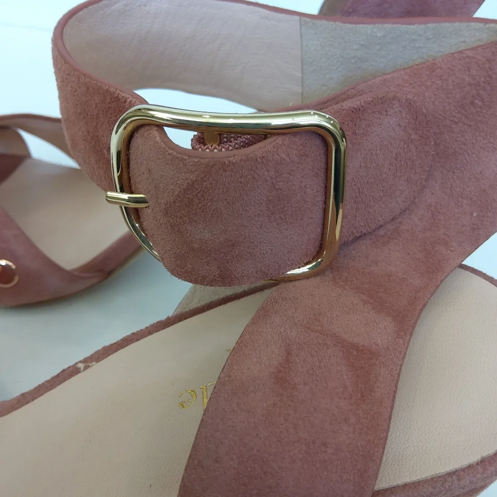 Kate Spade suede leather rose gold heels sandals size 10